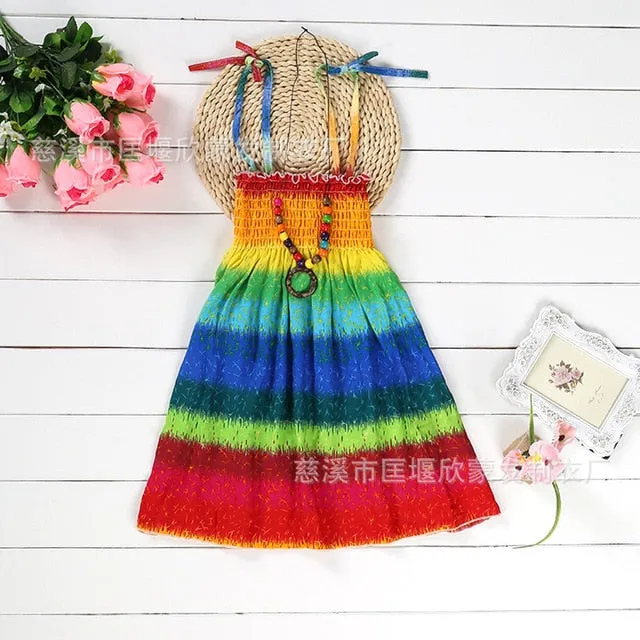Little Girl's Dress/ Summer Girls Rainbow Beach Dress