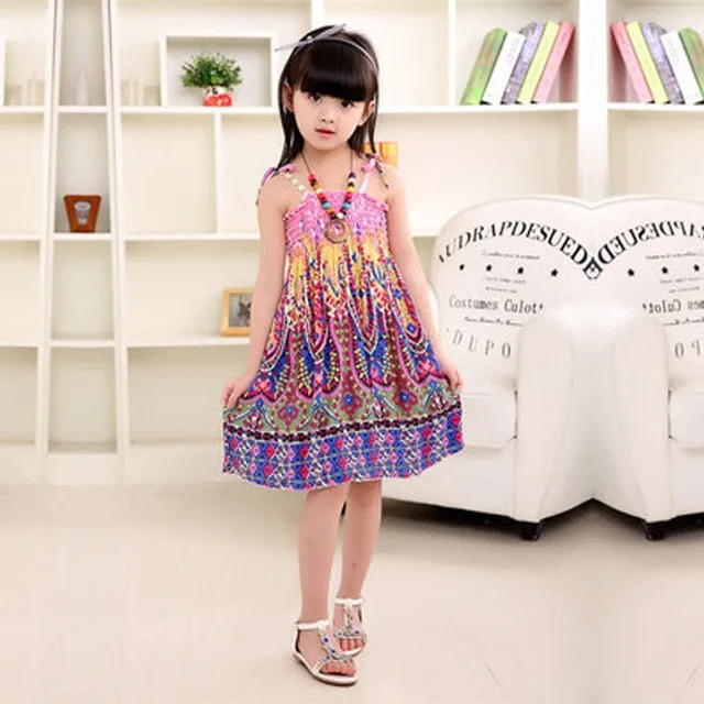 Little Girl's Dress/ Summer Girls Rainbow Beach Dress
