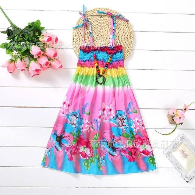 Little Girl's Dress/ Summer Girls Rainbow Beach Dress