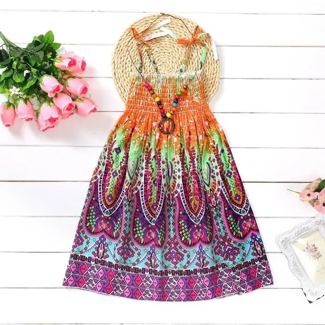 Little Girl's Dress/ Summer Girls Rainbow Beach Dress