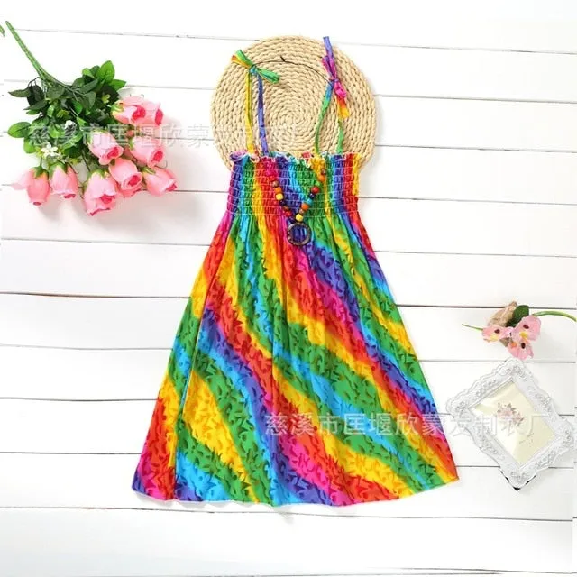 Little Girl's Dress/ Summer Girls Rainbow Beach Dress