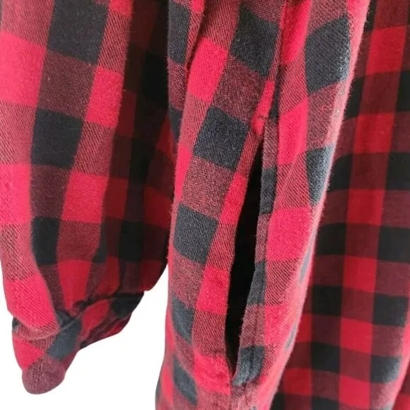LL Bean Red Black Scotch Plaid Flannel Nightgown Women Size Petite XS