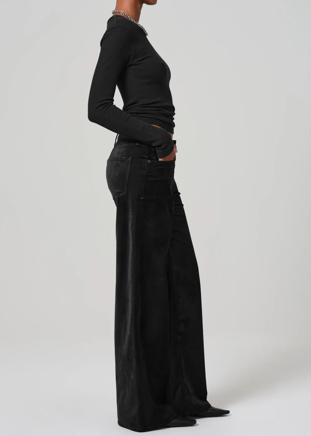 Lolli Mid Rise Baggy Velvet Pant