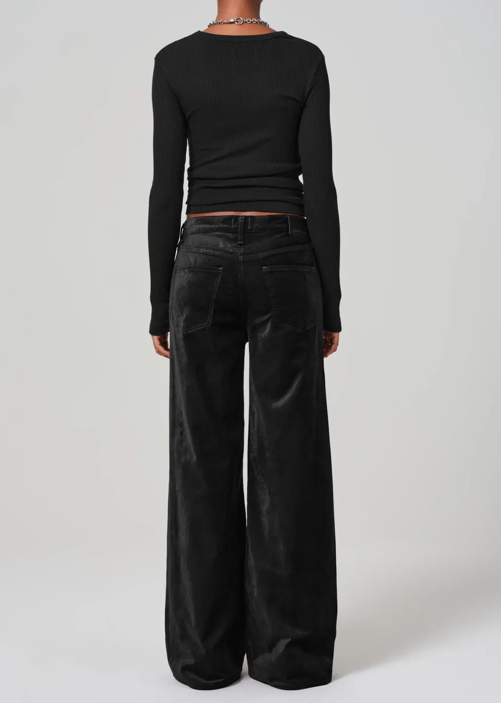 Lolli Mid Rise Baggy Velvet Pant