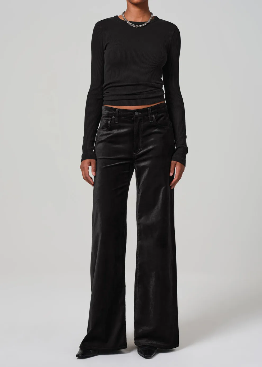 Lolli Mid Rise Baggy Velvet Pant