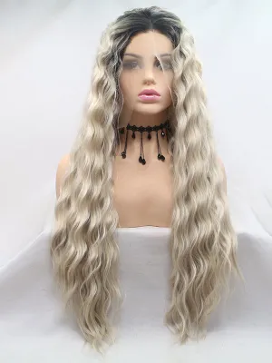 Long Ombre Blonde Wavy Synthetic Lace Front Wigs