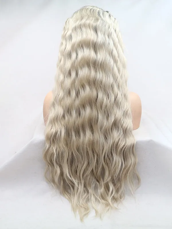 Long Ombre Blonde Wavy Synthetic Lace Front Wigs