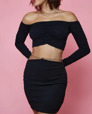 Long Sleeve Off the Shoulder Crop Top