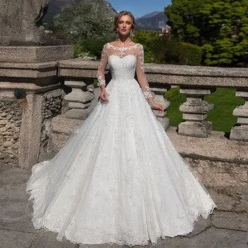 Long Sleeve  Wedding Gowns Plus Size