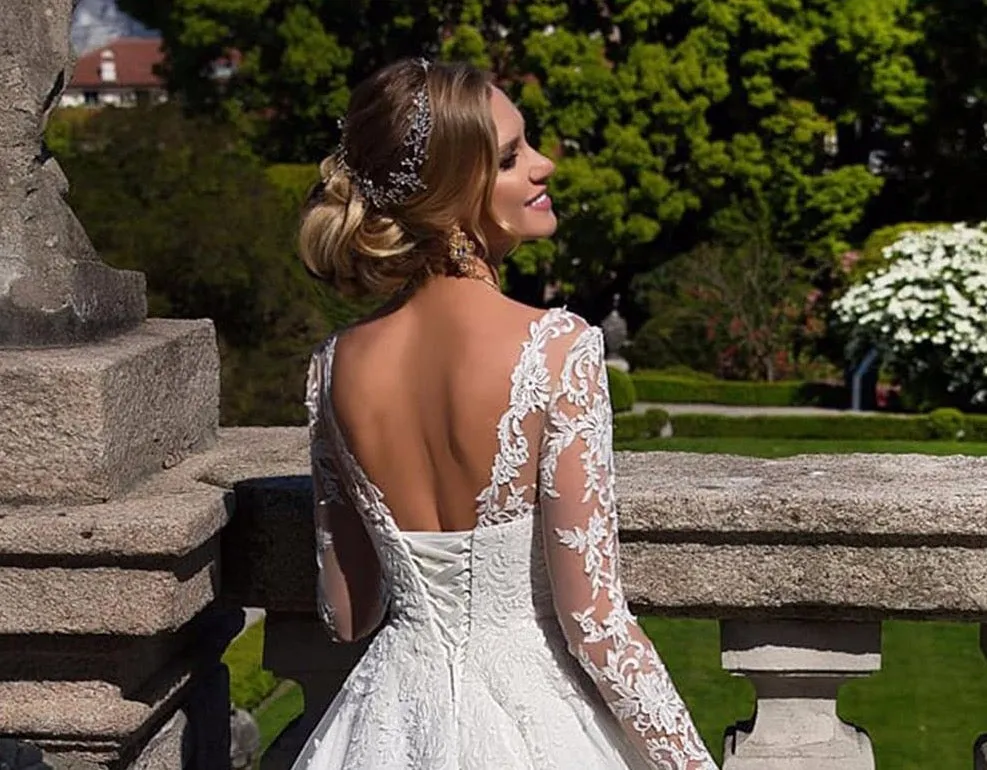 Long Sleeve  Wedding Gowns Plus Size