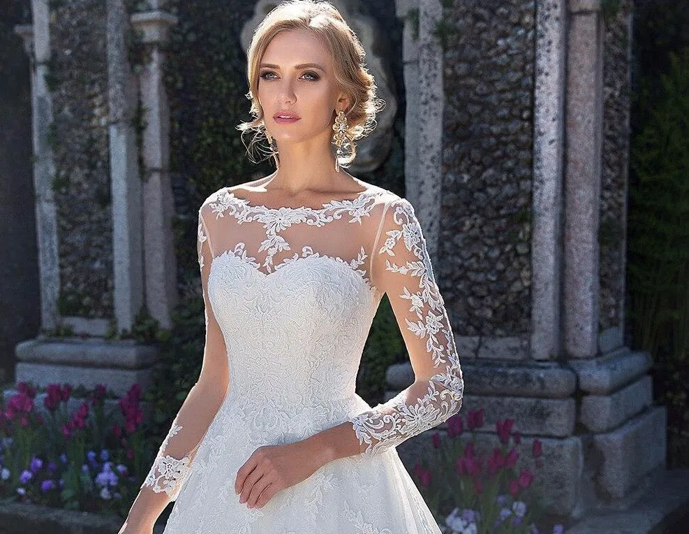 Long Sleeve  Wedding Gowns Plus Size