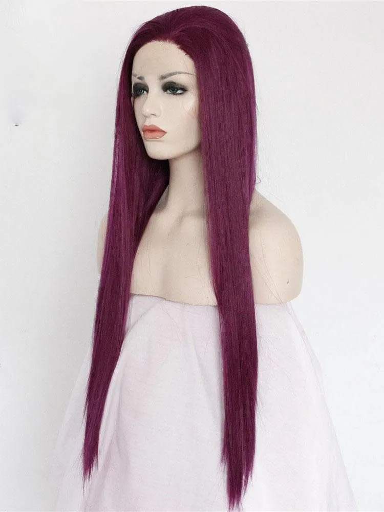 Long Straight Purple Synthetic Lace Front Wigs Purple Cosplay Wig