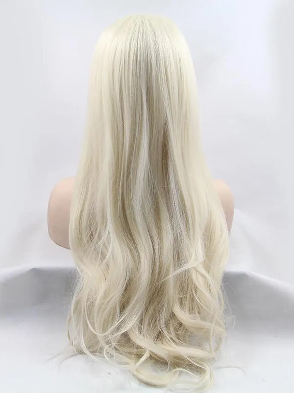 Long Wavy Blonde Synthetic Lace Front Wigs