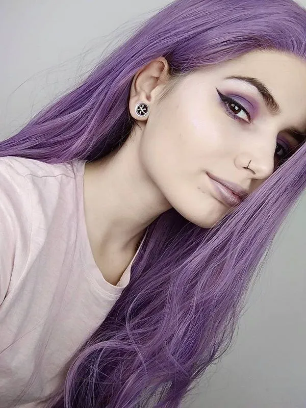 Long Wavy Purple Synthetic lace Front wigs