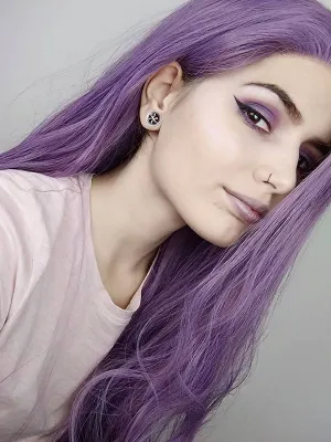 Long Wavy Purple Synthetic lace Front wigs