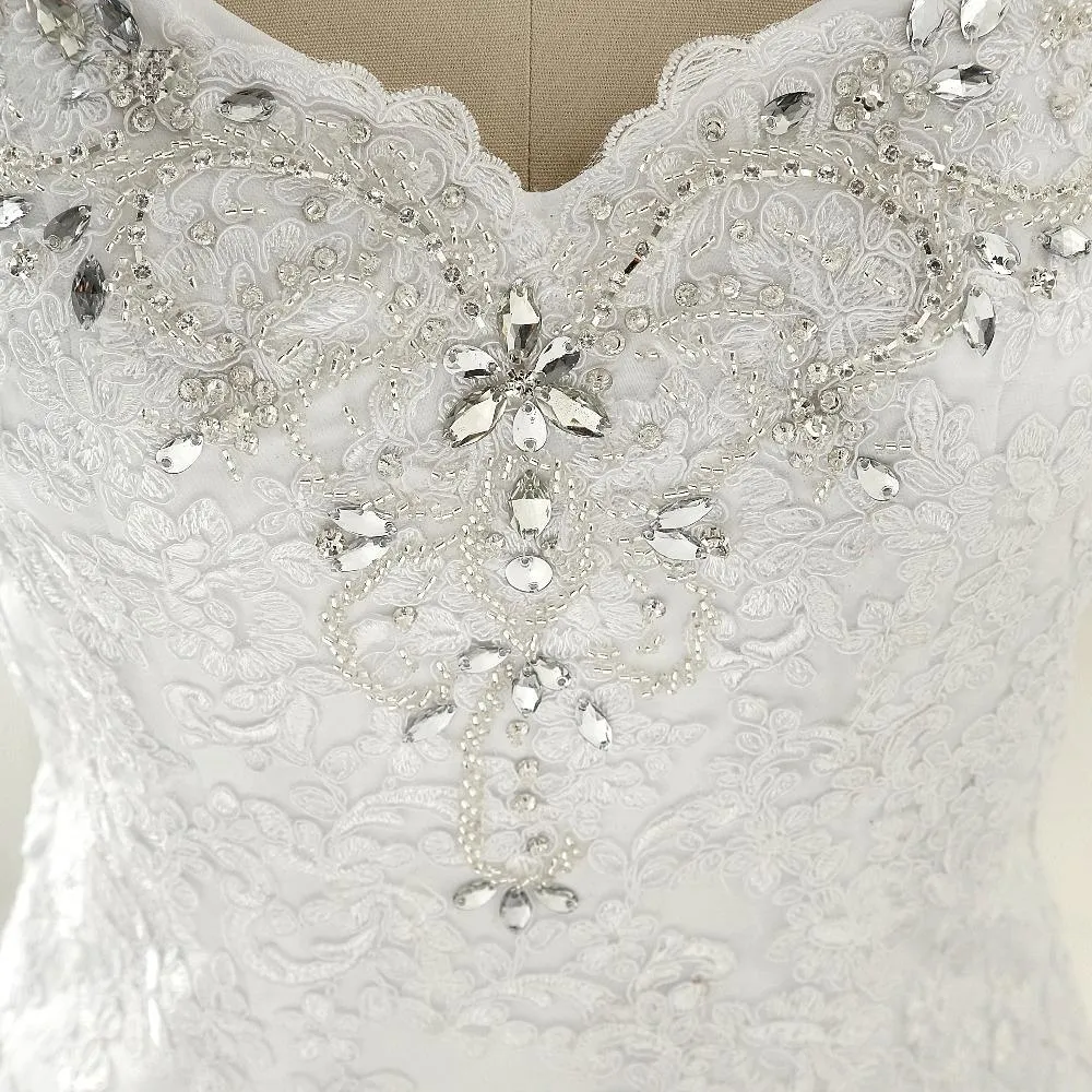 Long Wedding Dress, Hot Sale Wedding Dress, Lace Bridal Dress, Mermaid Wedding Dress, Beading Wedding Dress, Rhinestone Wedding Dress, Sleeveless Wedding Dress, LB0367