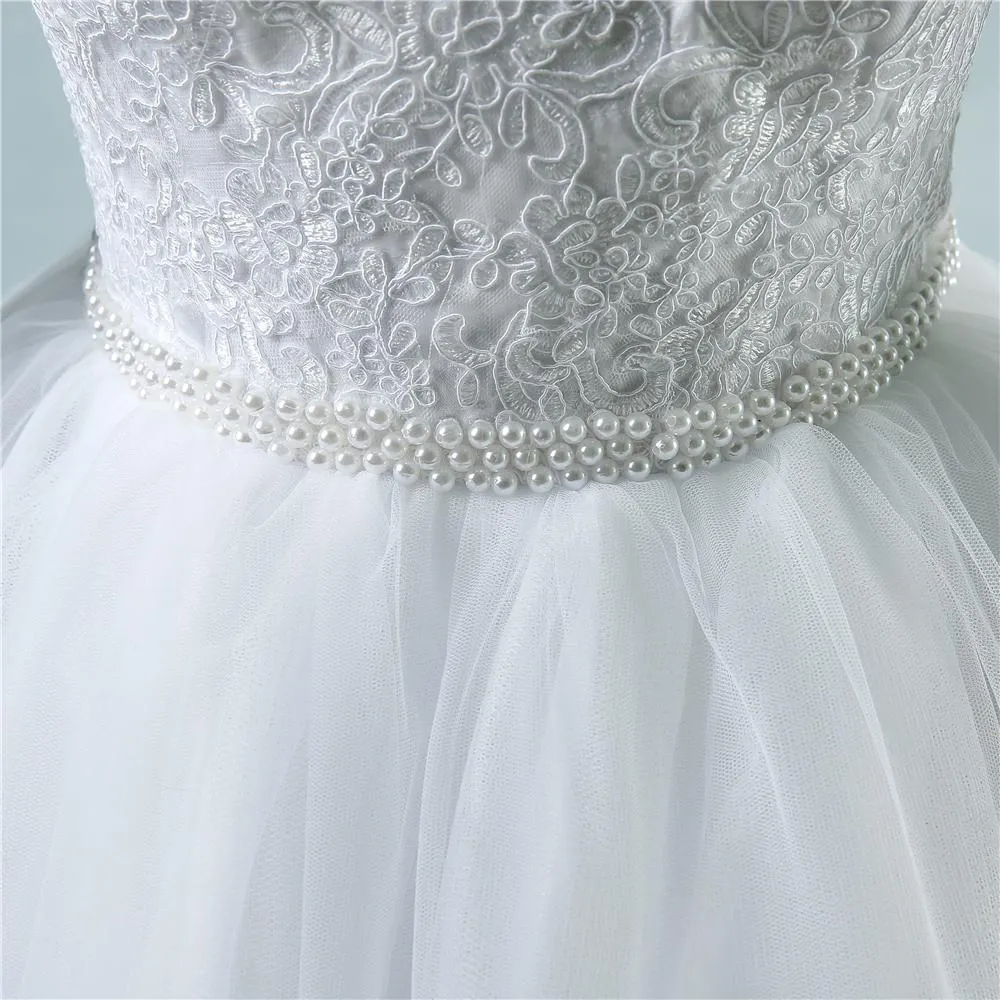 Long Wedding Dress, Lace Wedding Dress, Tulle Wedding Dress, Floor-Length Bridal Dress, 3/4 Sleeve Wedding Dress, Custom Made Wedding Dress, LB0258