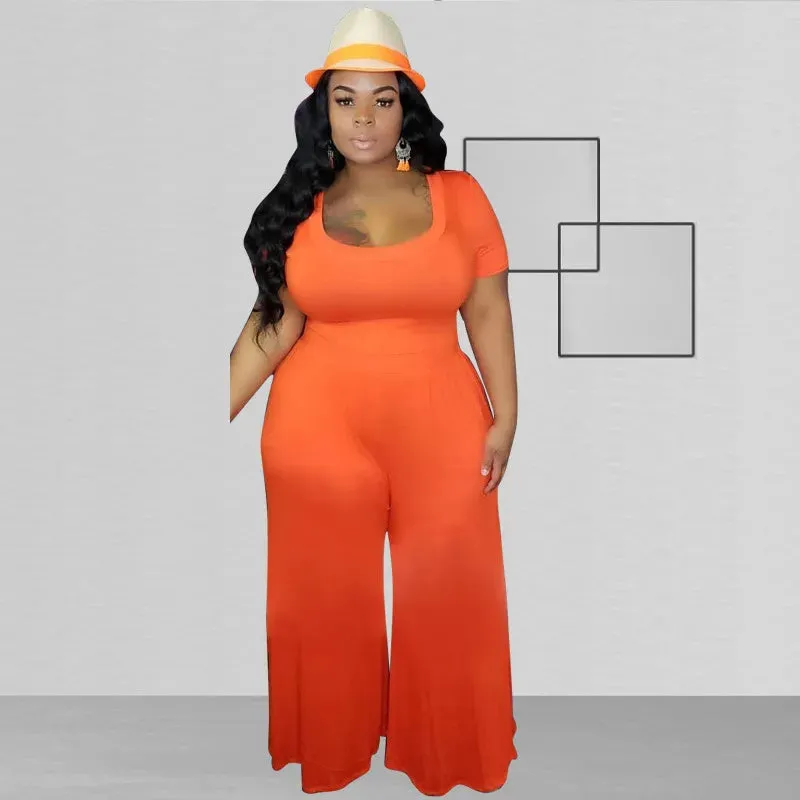 Loose Solid Short Sleeve Jumpsuit