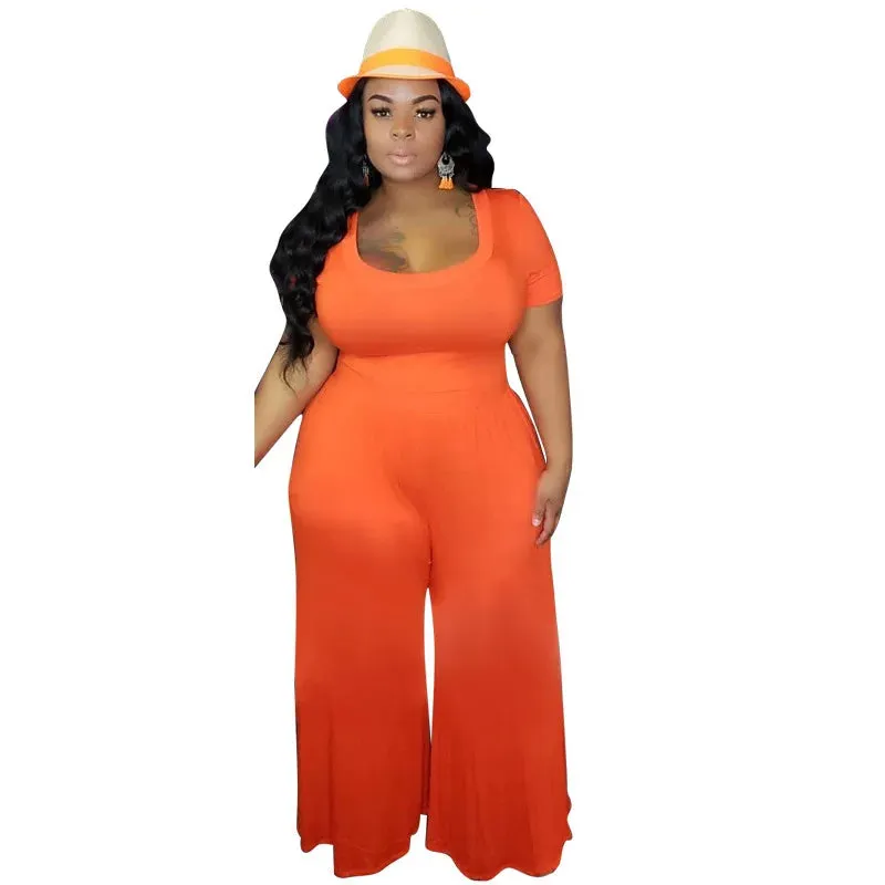 Loose Solid Short Sleeve Jumpsuit