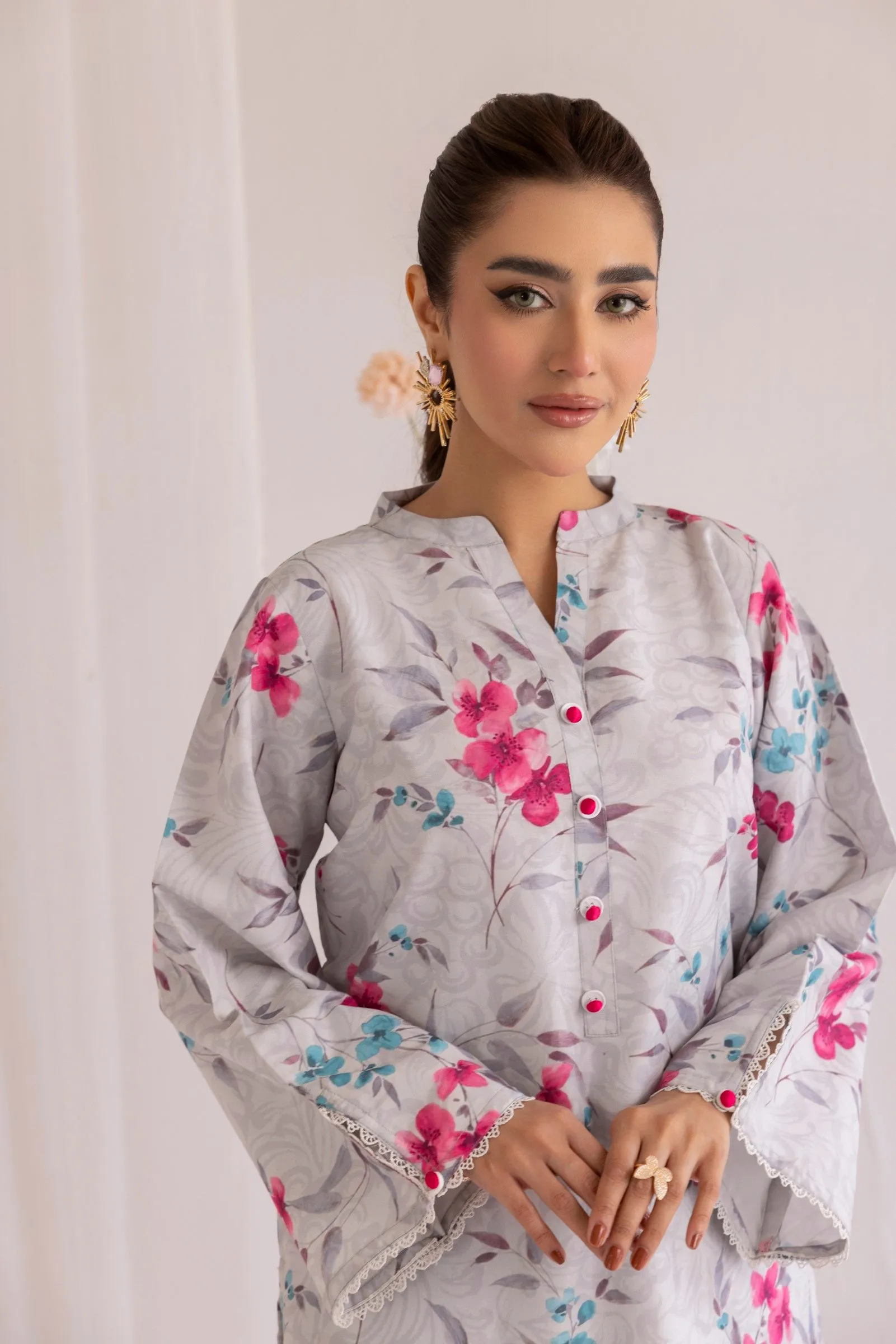 LPS-04 2PC SILK LAWN PRINTED STITCHED