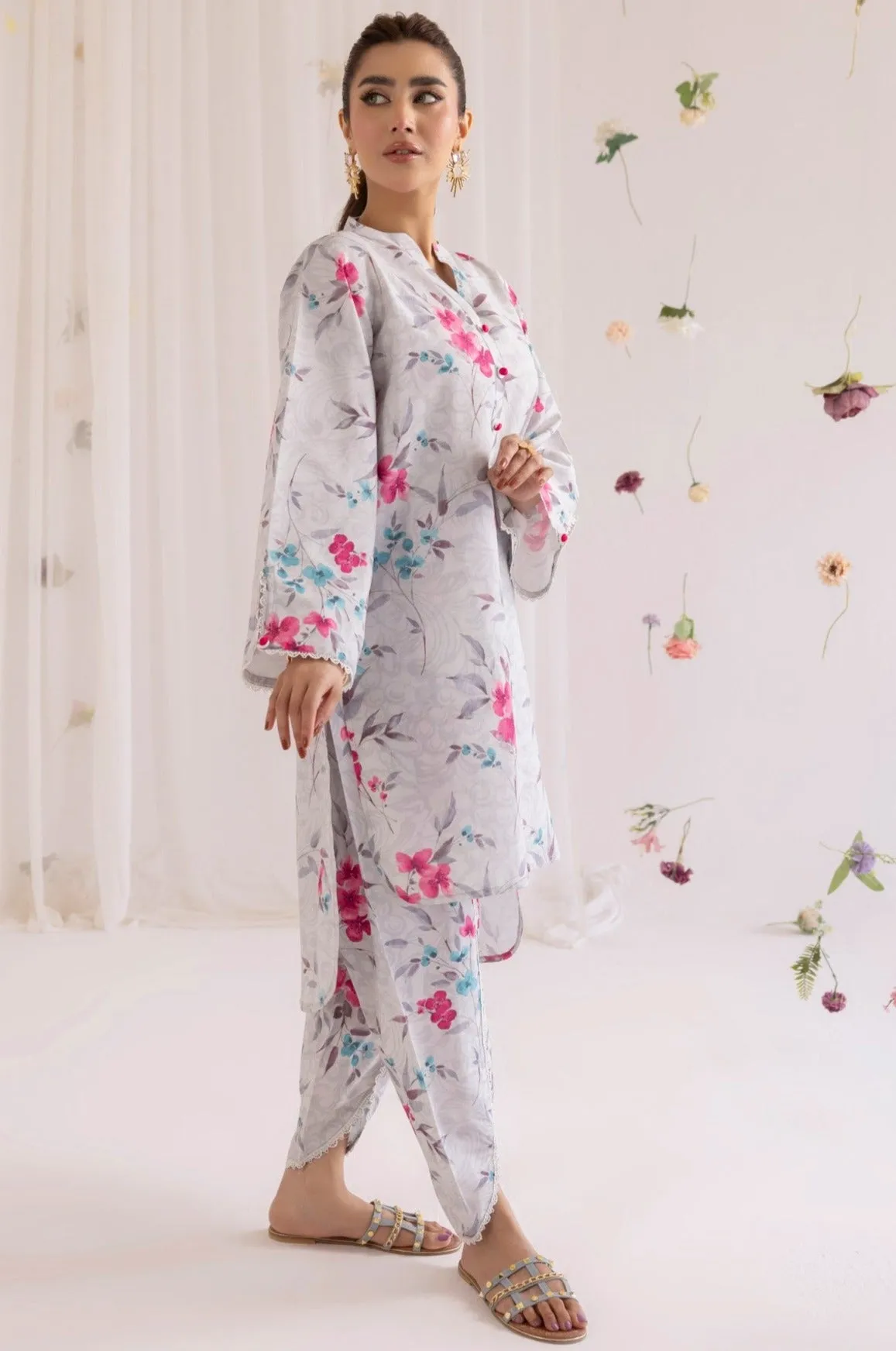 LPS-04 2PC SILK LAWN PRINTED STITCHED