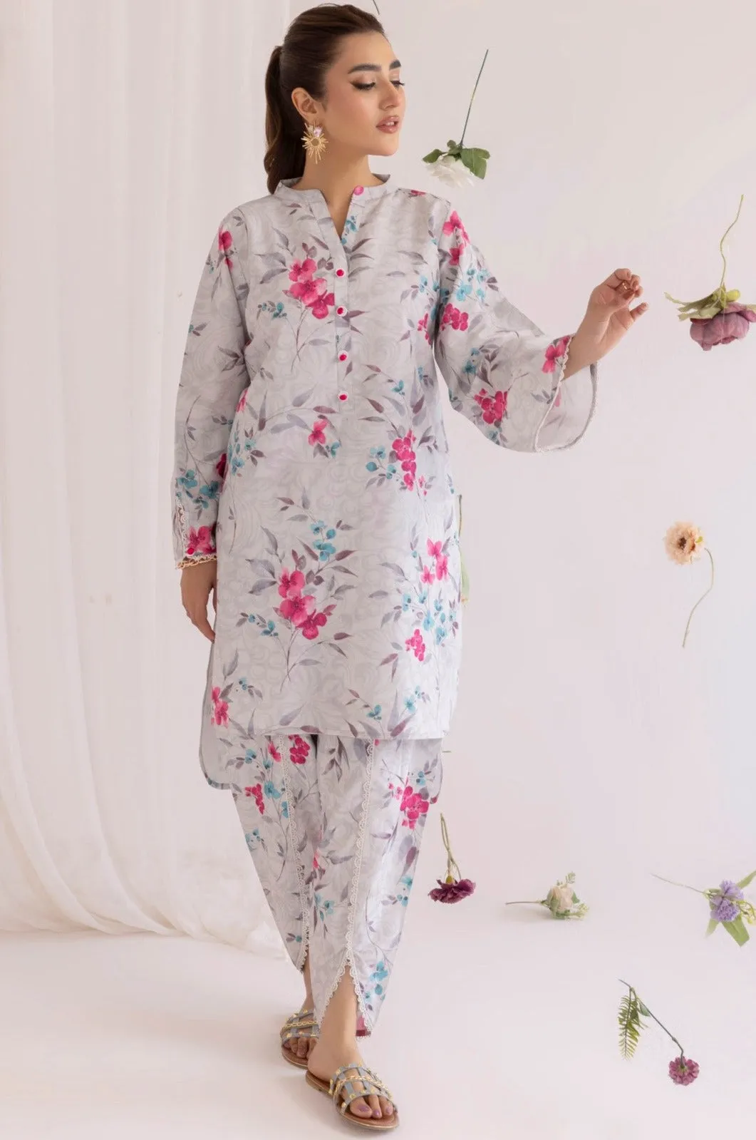 LPS-04 2PC SILK LAWN PRINTED STITCHED