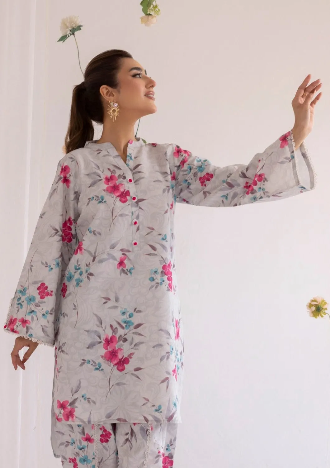 LPS-04 2PC SILK LAWN PRINTED STITCHED