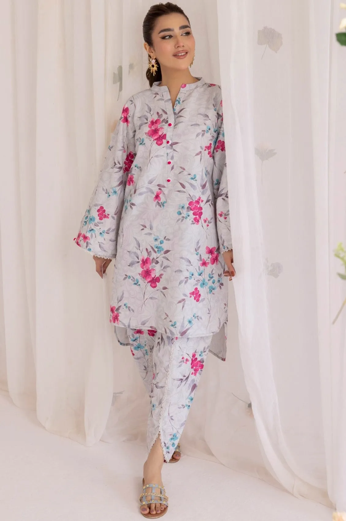 LPS-04 2PC SILK LAWN PRINTED STITCHED