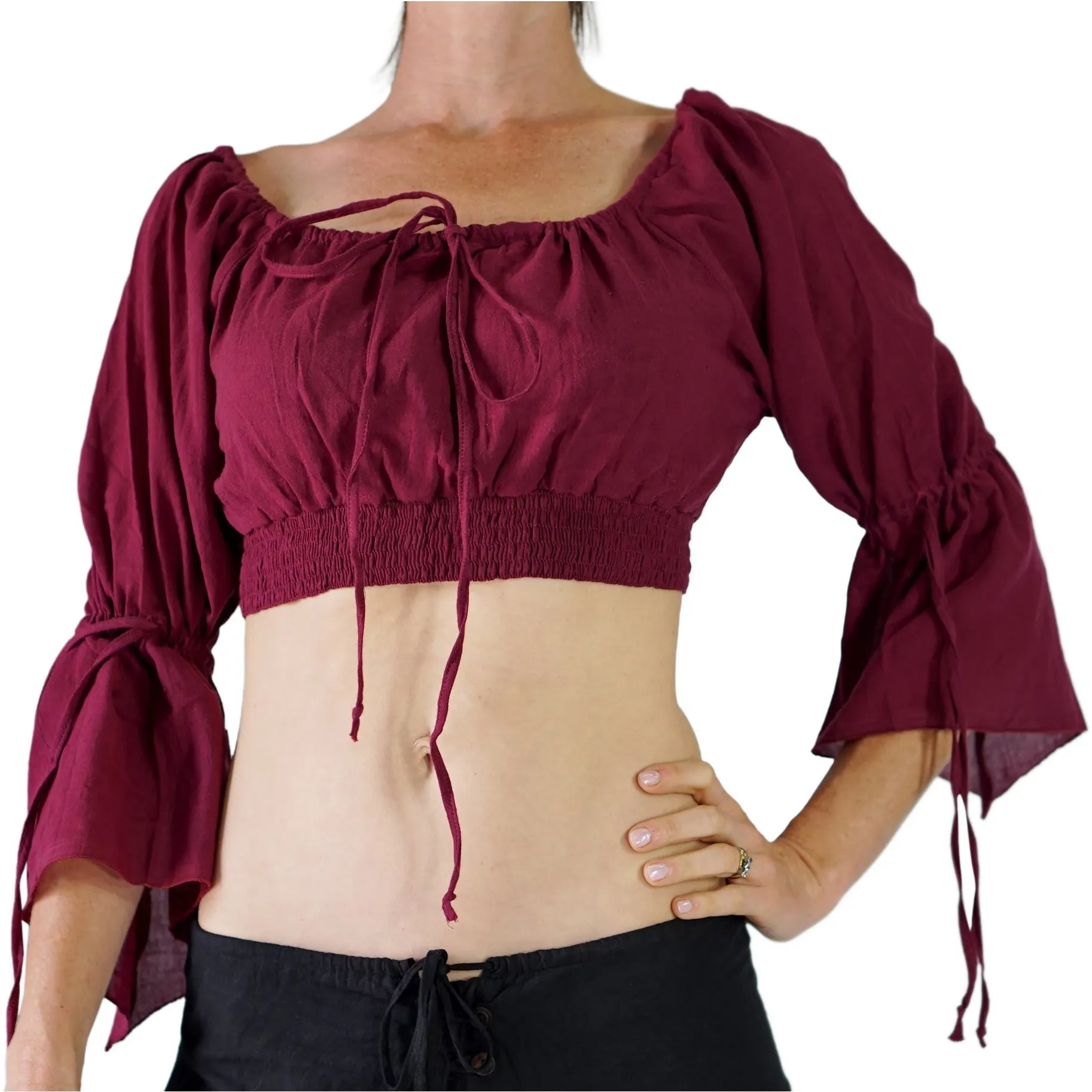 'LS Pull Tie' Chemise - Burgundy