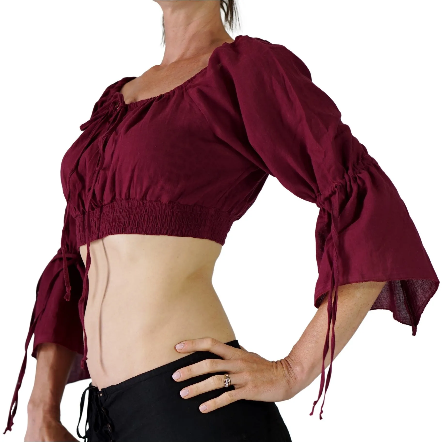 'LS Pull Tie' Chemise - Burgundy