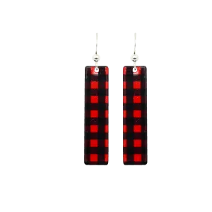 Lumberjack Plaid 2" Slender Rectangle Earrings