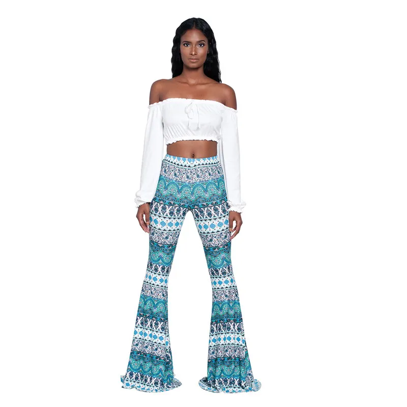 Lyra High-Waist Bohemian Print Flare Pants