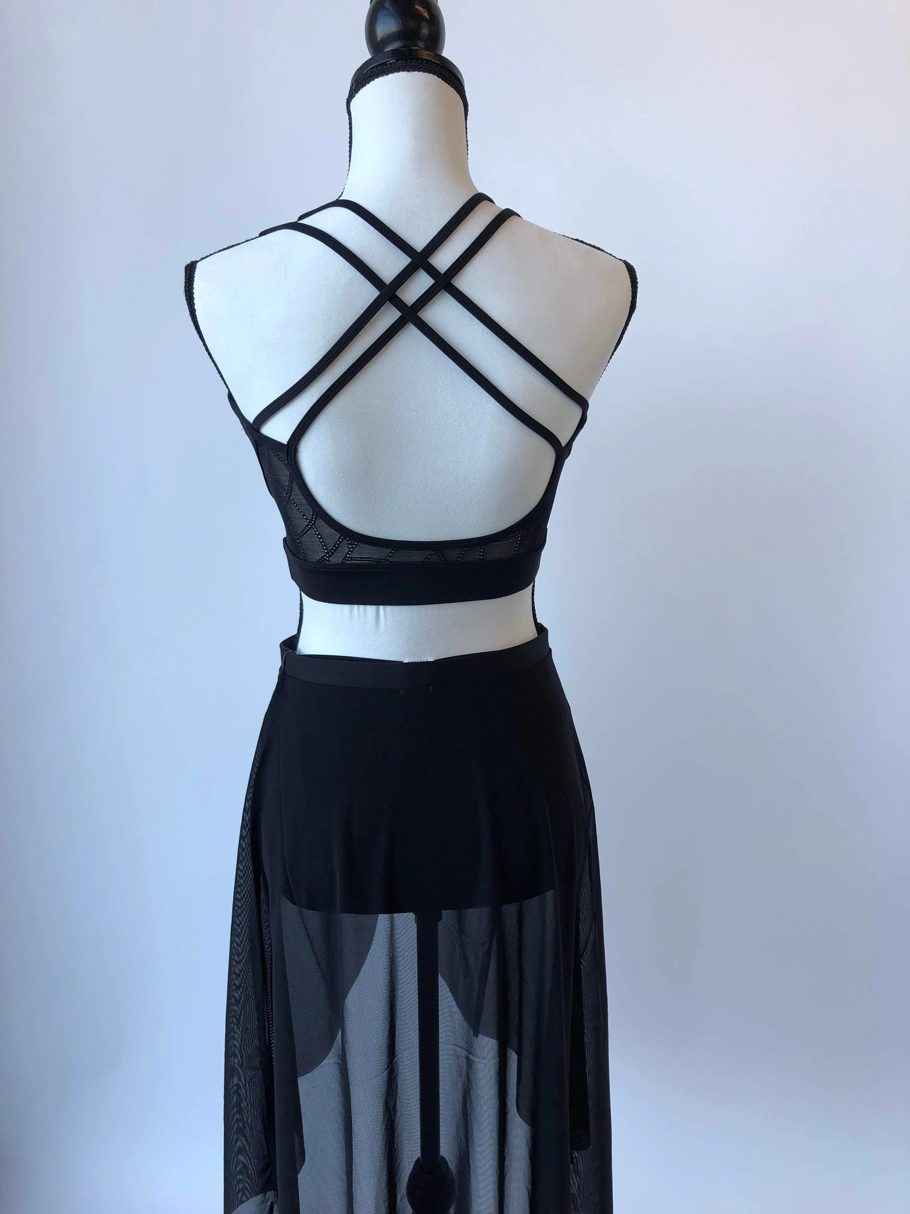 M7052LM Mesh X-Back Crop Top