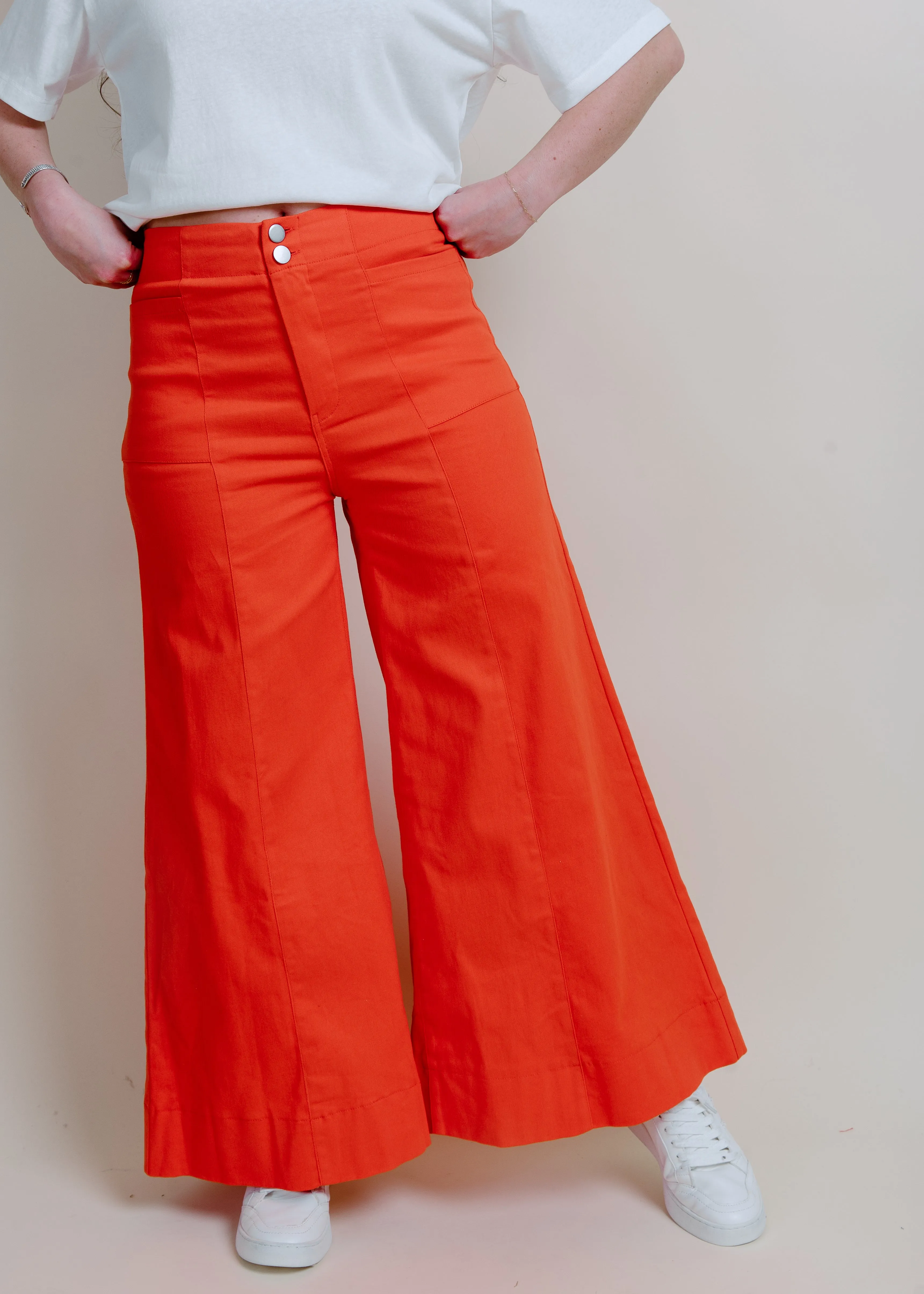 Madison Wide Leg Pants - Orange