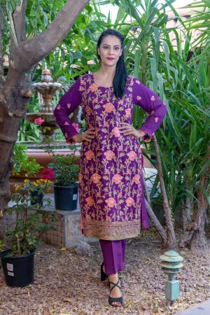 Magenta-Purple Cotton Silk Salwar Kameez Suit
