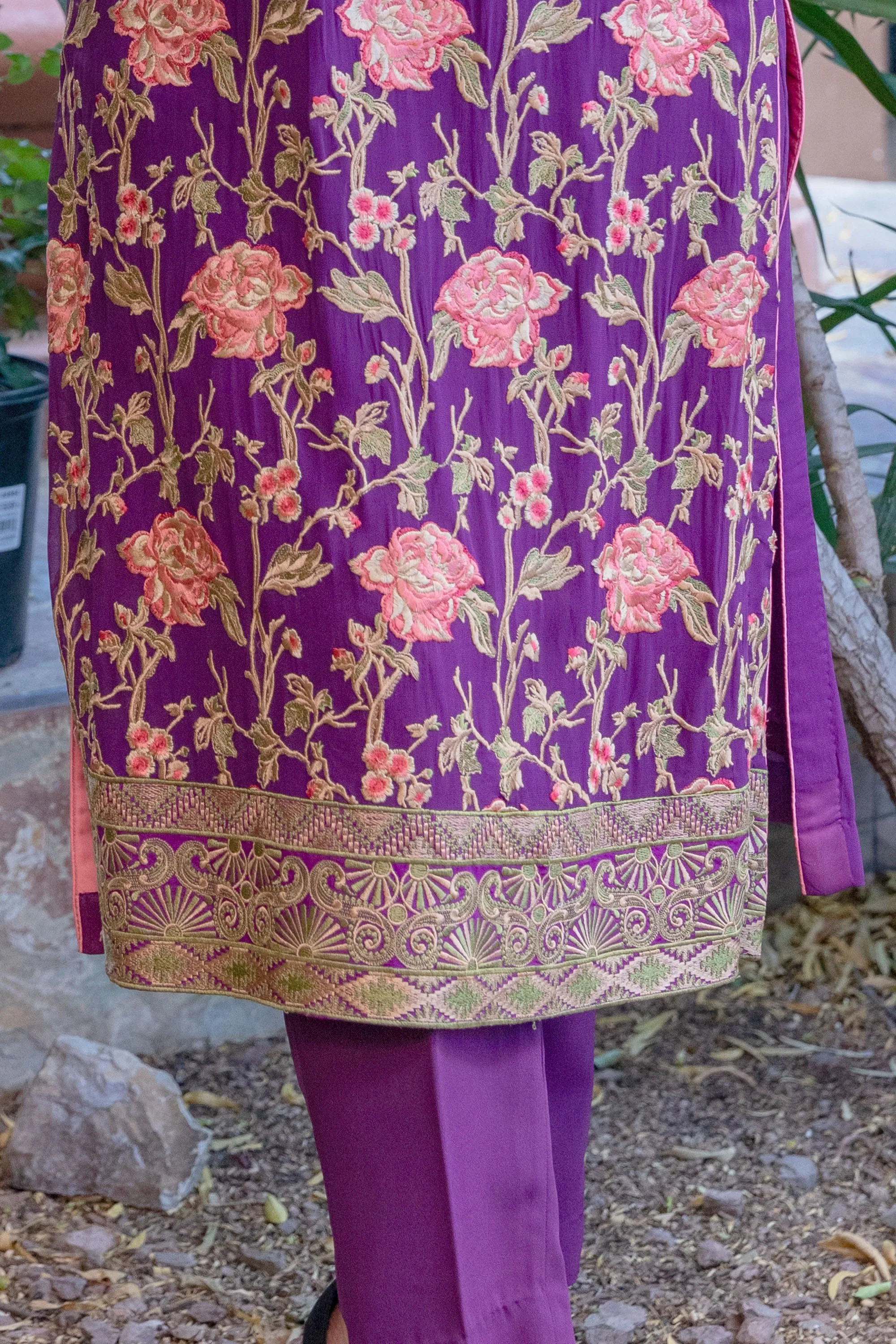 Magenta-Purple Cotton Silk Salwar Kameez Suit