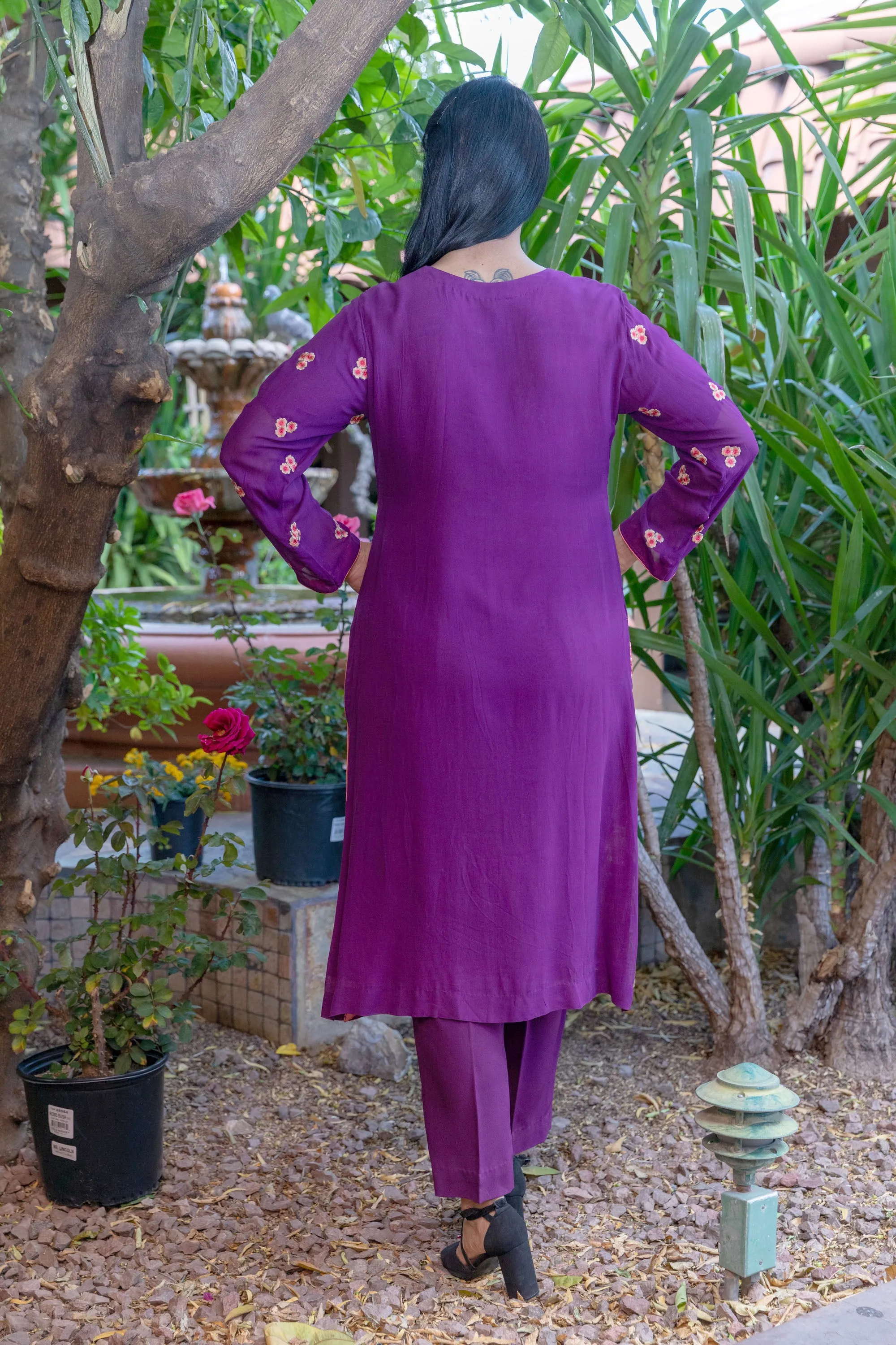 Magenta-Purple Cotton Silk Salwar Kameez Suit
