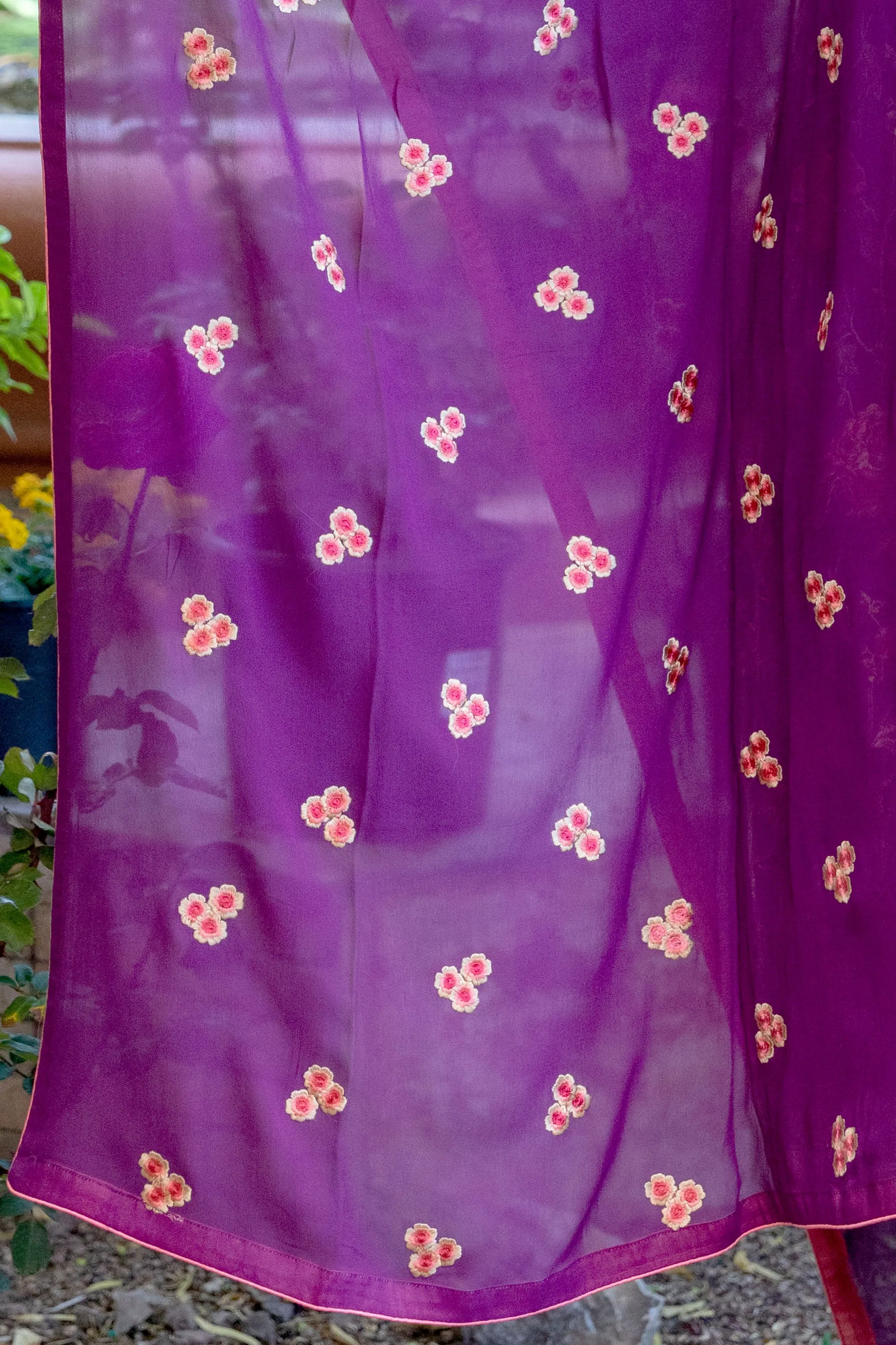 Magenta-Purple Cotton Silk Salwar Kameez Suit