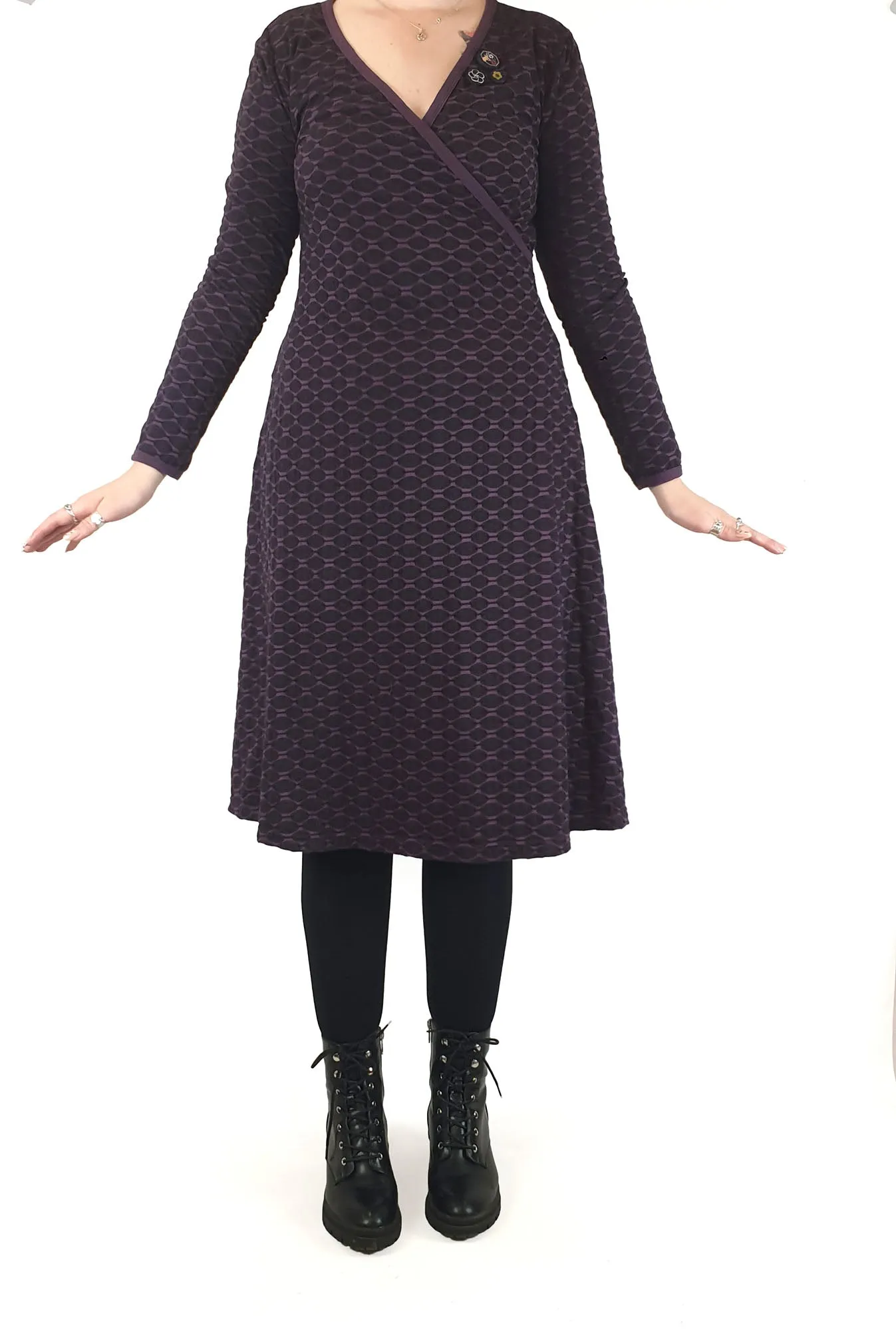 Maiocchi purple long sleeve dress size 14, best fits 12-14