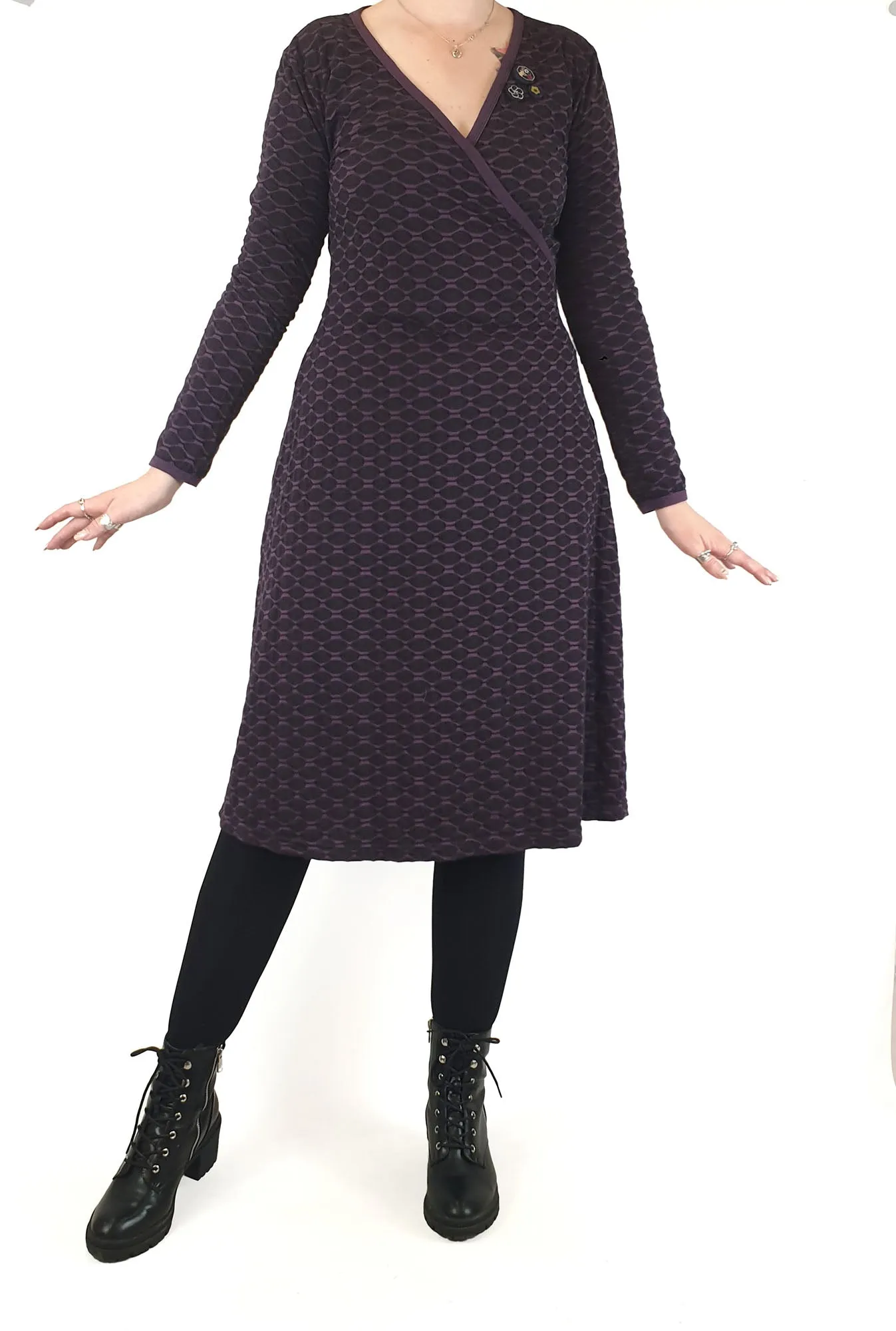 Maiocchi purple long sleeve dress size 14, best fits 12-14
