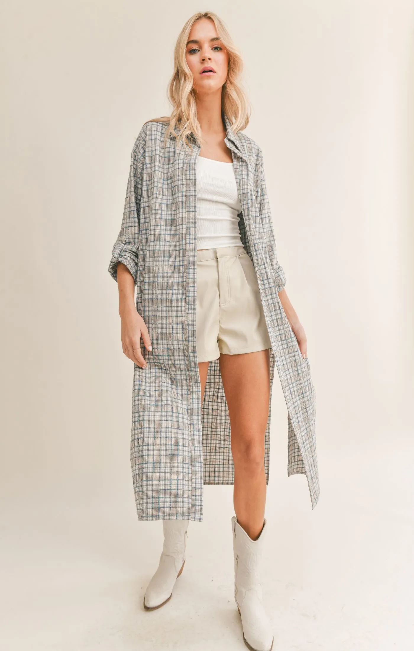 MAKING MEMORIES PLAID LONG SHIRT