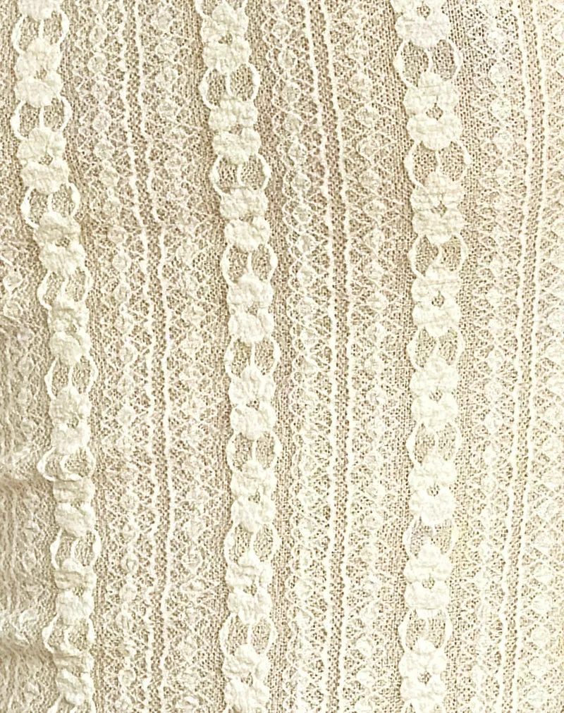 Malakai Long Sleeve Top in Lace Cream