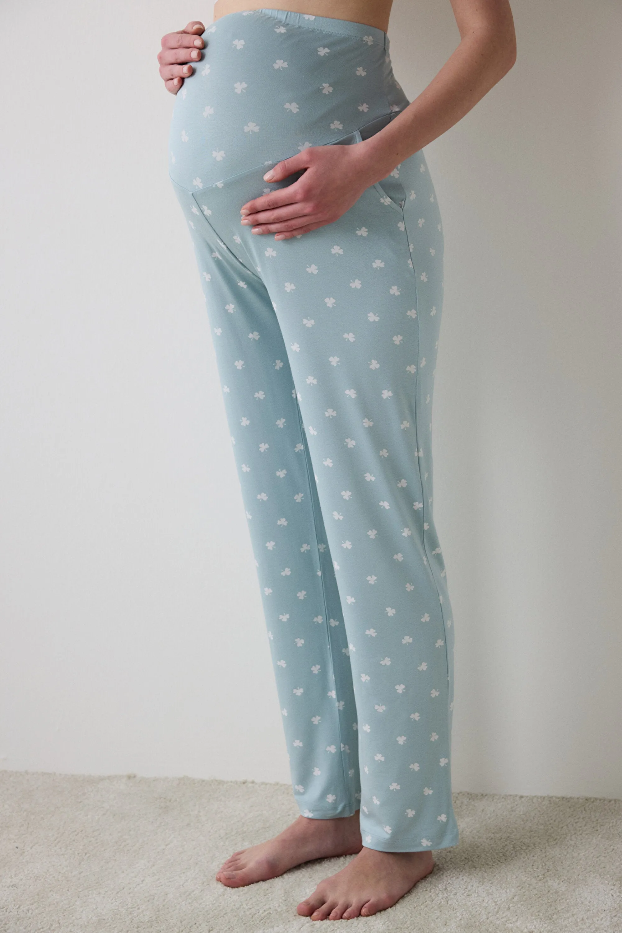 Mama Printed Mint Pants Pajama Bottoms