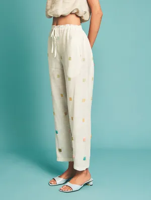 Manan   I   Manan - Yuri Jamdani Linen Pants  Jamdani Collections