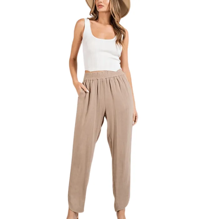 Marisa Linen Smocked Pants