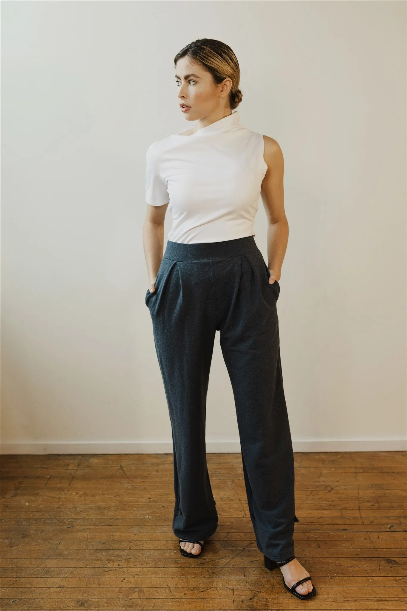 Marlene Wide Leg Pants - Heather Lake