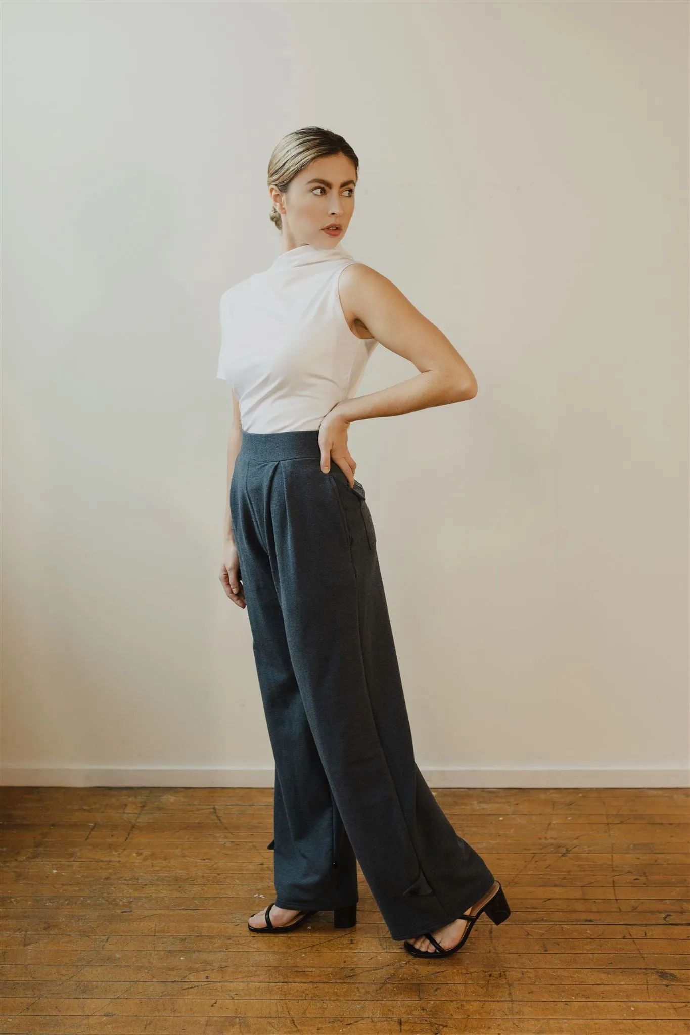Marlene Wide Leg Pants - Heather Lake