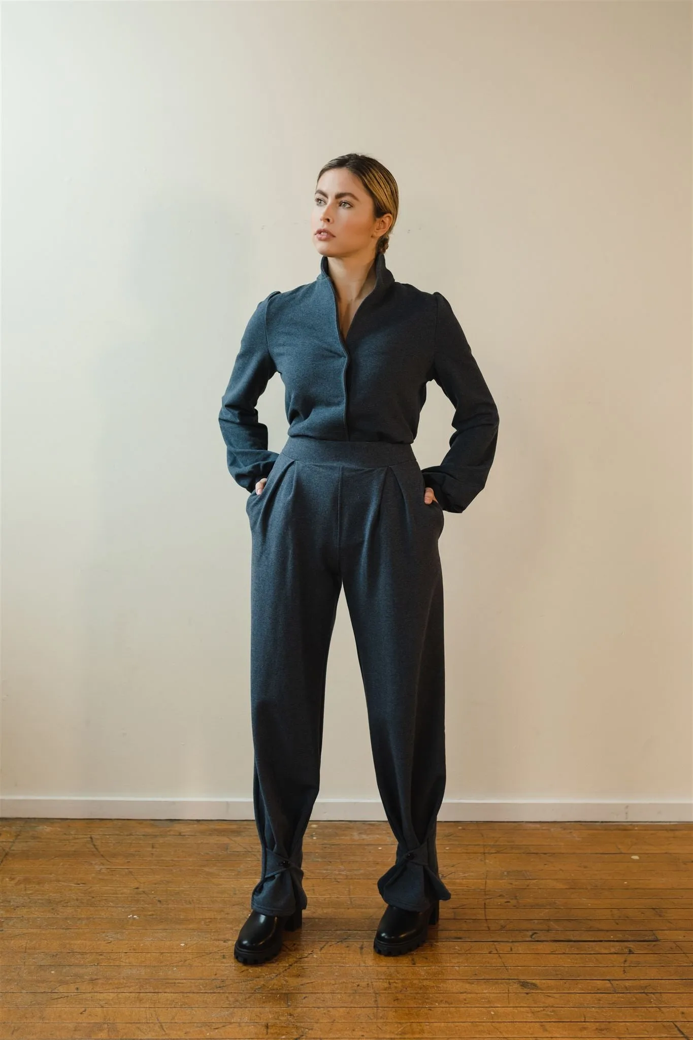 Marlene Wide Leg Pants - Heather Lake