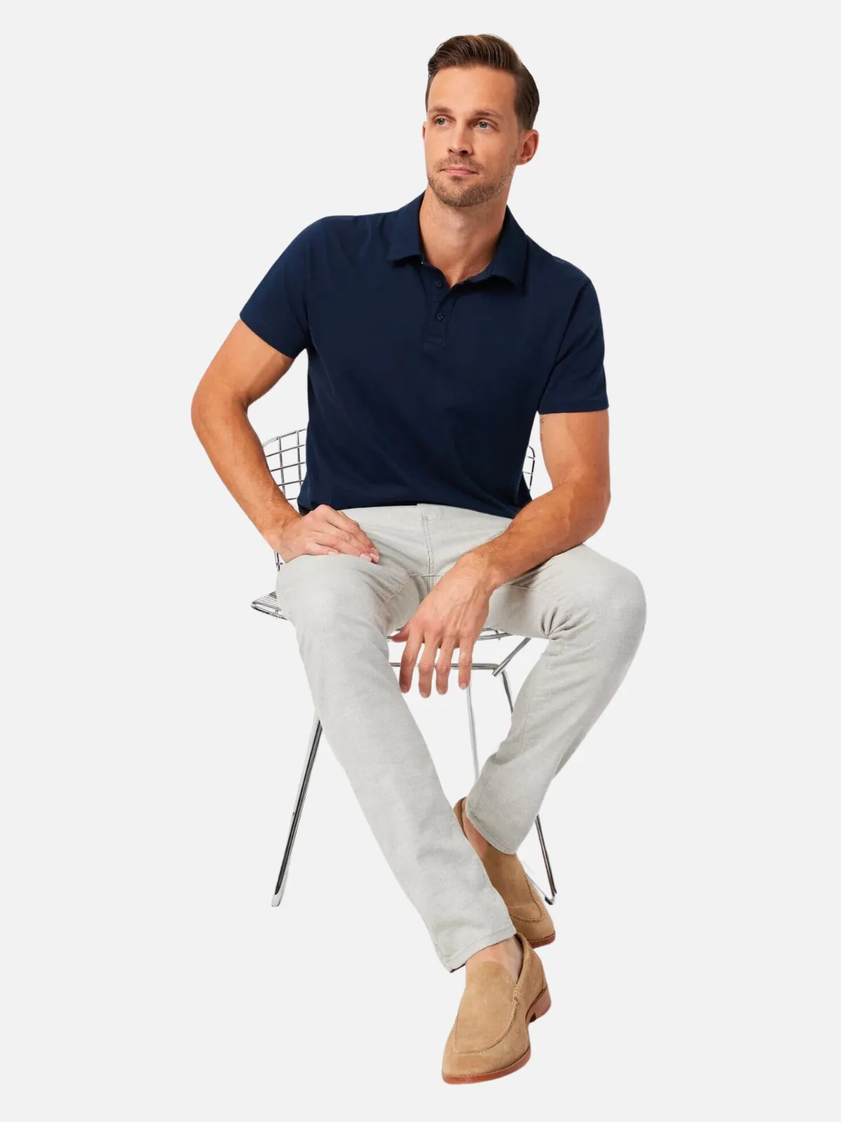 Mavi Jake Slim Linen Pant - Light Grey