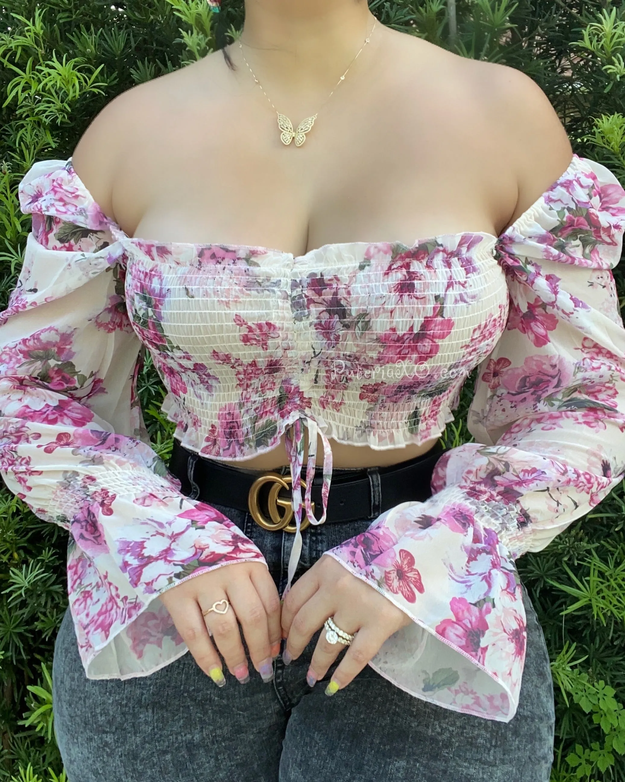 Mayari Top -Fuchsia Florals